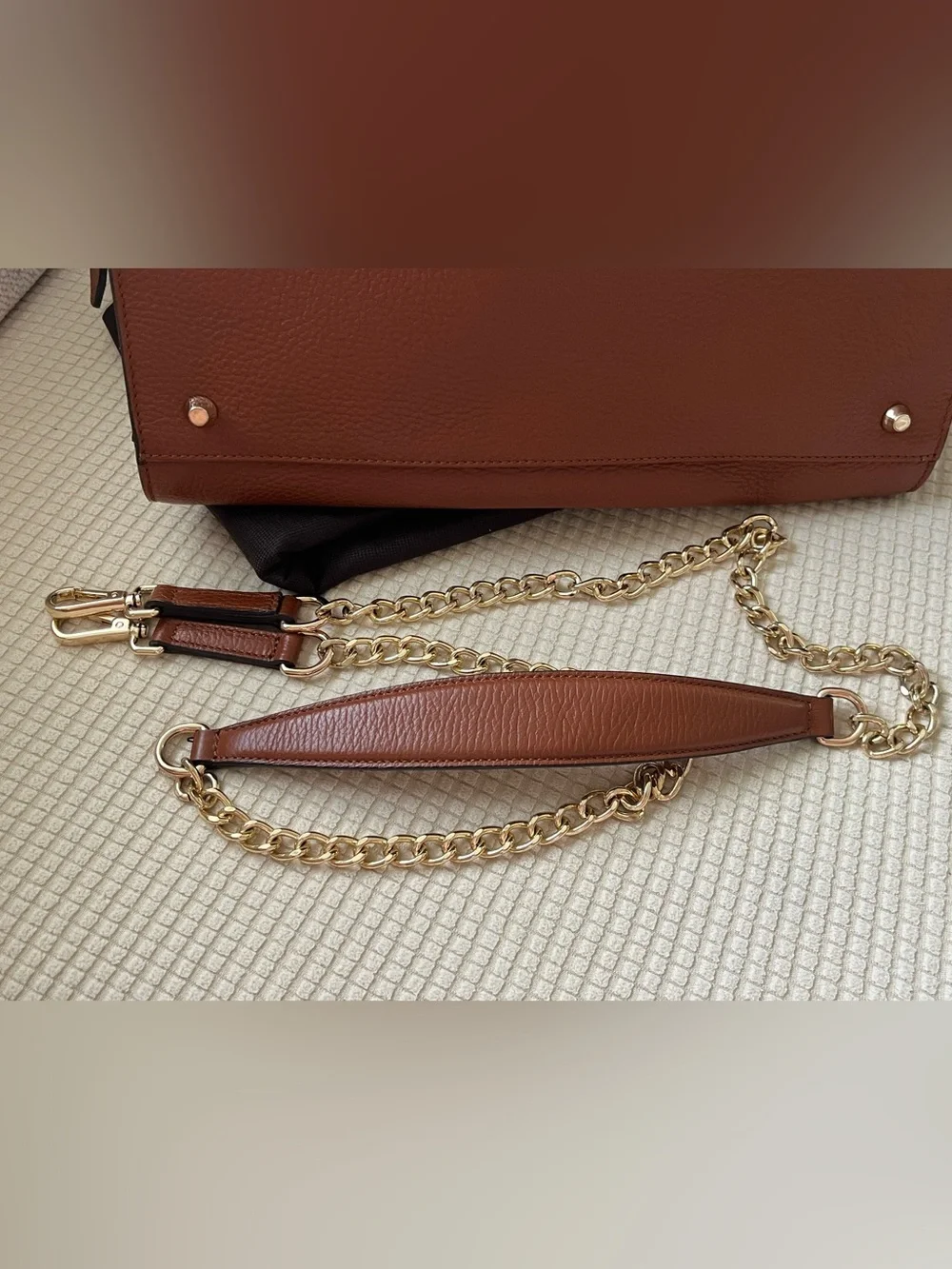 Roberto Cavalli Chestnut Brown Leather Satchel with Gold Hardware